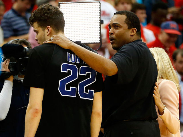 VIDEO: R.J. Hunter hits insanely deep 3 for the win, dad falls out of chair
