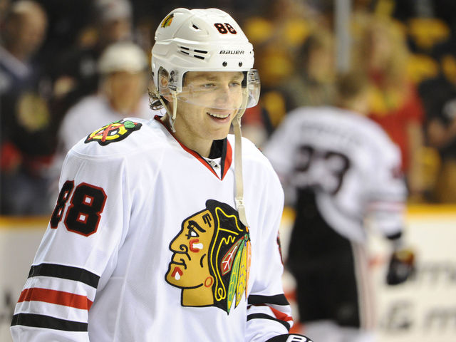 Patrick Kane's back on the ice, back on the scoresheet