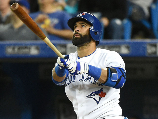 Jose Bautista throws at 40 feet prior to game against Angels