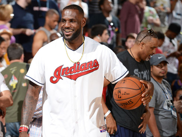 PHOTO: Sasha Kaun in Vegas with LeBron James, who has a custom Indians jersey