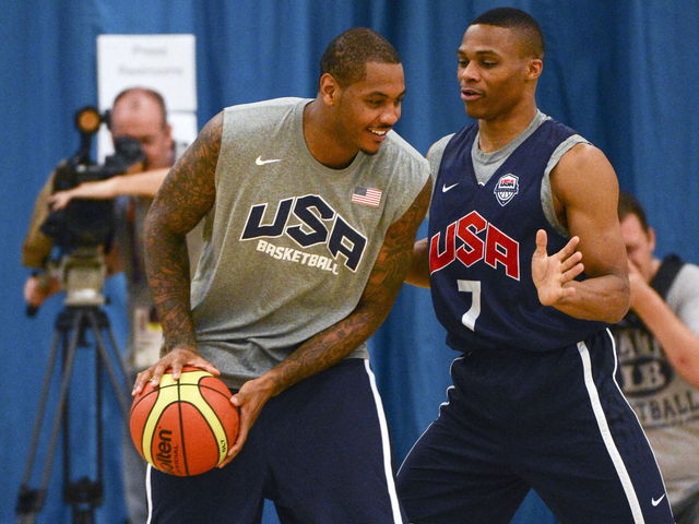 VIDEO: Westbrook makes Melo, LeBron laugh at Team USA practice