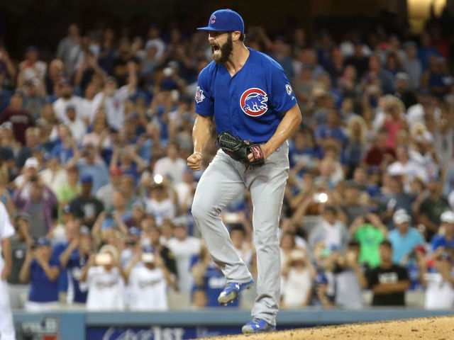 PHOTO: Dodgers send Cubs' Arrieta pitching rubber from no-hitter