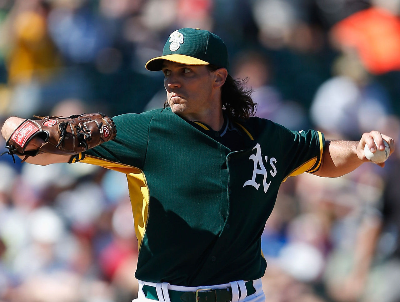 Pitcher Barry Zito of the Oakland Athletics pitches against the