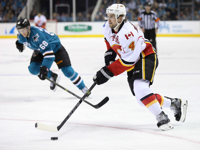 Flames' Russell, Jones, Stajan out vs. Ducks