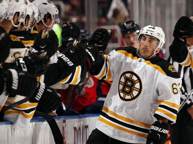 VIDEO: Bruins' Marchand dances around Jets to set up Bergeron