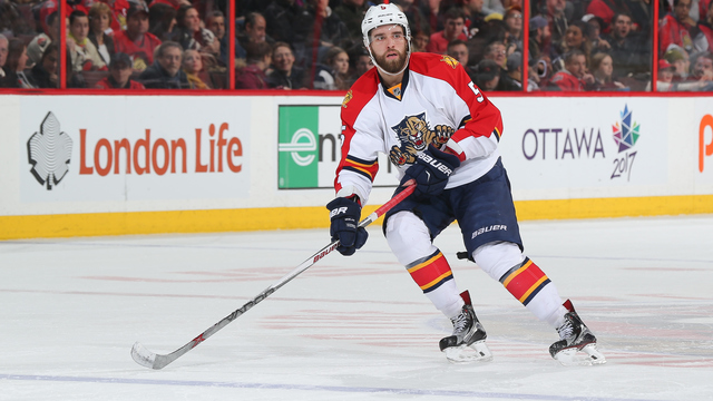 Oilers' Hendricks slams Panthers' Ekblad into boards