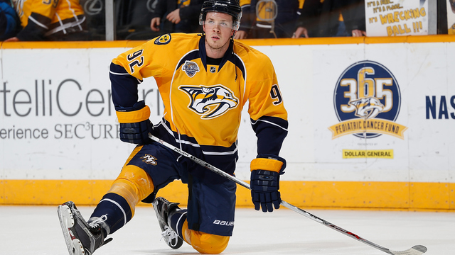 Look: Preds' Johansen accompanied by dog in hospital bed