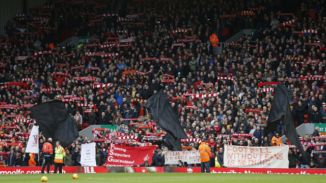 PHOTOS: Liverpool supporters walk out in 77th minute to protest ticket prices