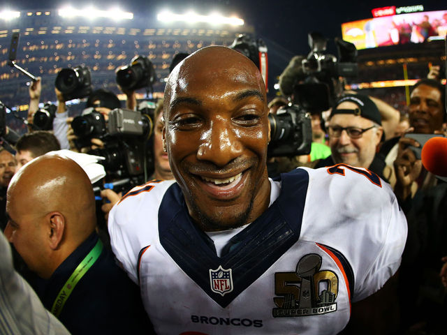 VIDEO: Aqib Talib takes a spill during postgame festivities