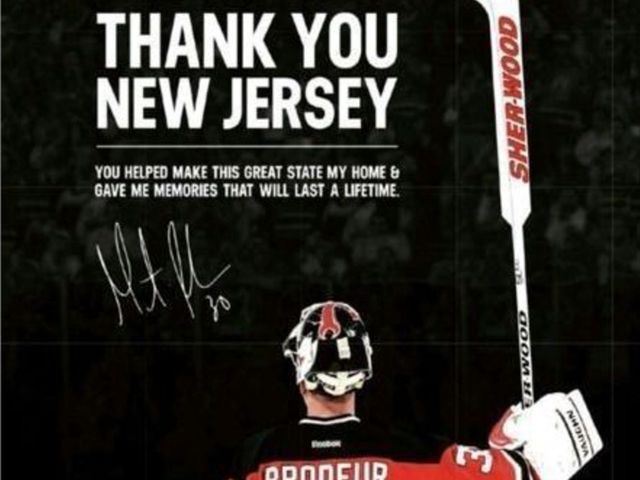 Martin Brodeur thanks Devils' fans in full-page newspaper ad