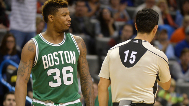 VIDEO: Marcus Smart flops aggressively, doesn't get call