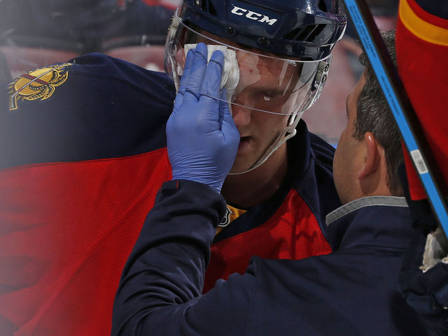 Panthers' Huberdeau leaves game after hit from Jets' Trouba