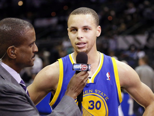 VIDEO: Curry yells 'mother sucker' after teammate douses him with water