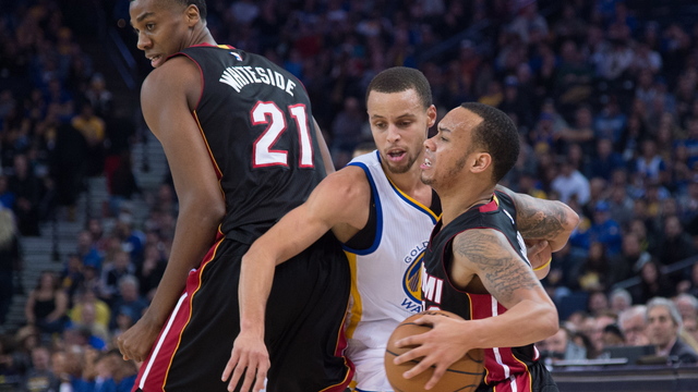 VIDEO: Whiteside lowers the boom on Curry with devastating screen