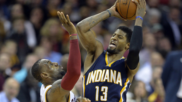 Watch: Paul George crowns LeBron with vicious lefty slam