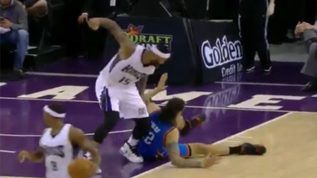 VIDEO: DeMarcus Cousins thinks twice about punching Steven Adams