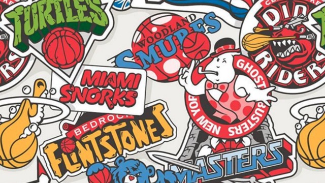 NBA team logos remixed with old school cartoons