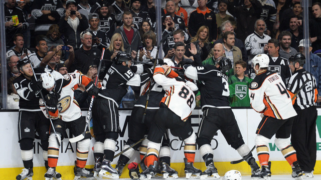 VIDEO: Kings, Ducks renew acquaintances with line brawl