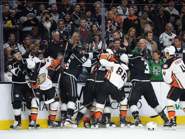 VIDEO: Kings, Ducks renew acquaintances with line brawl