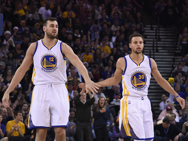 VIDEO: Bogut runs back on D well before Curry releases 3-ball