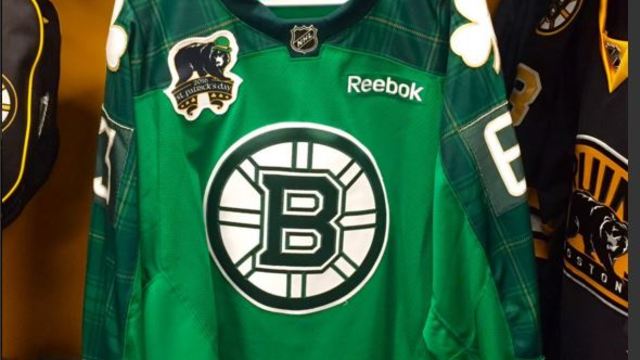 Bruins celebrate St. Patrick's Day early with green jerseys