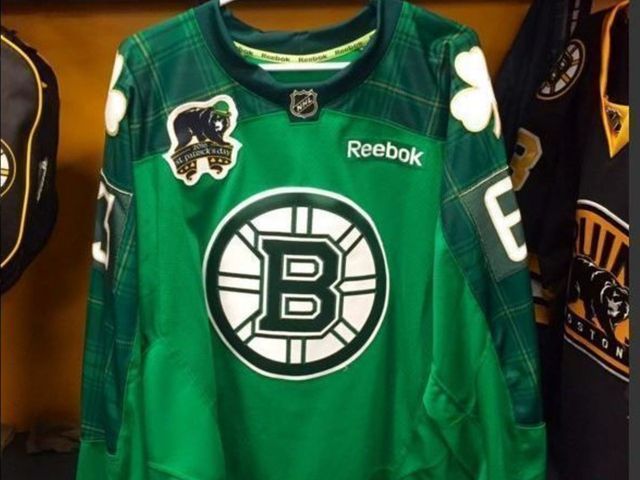 Bruins celebrate St. Patrick's Day early with green jerseys