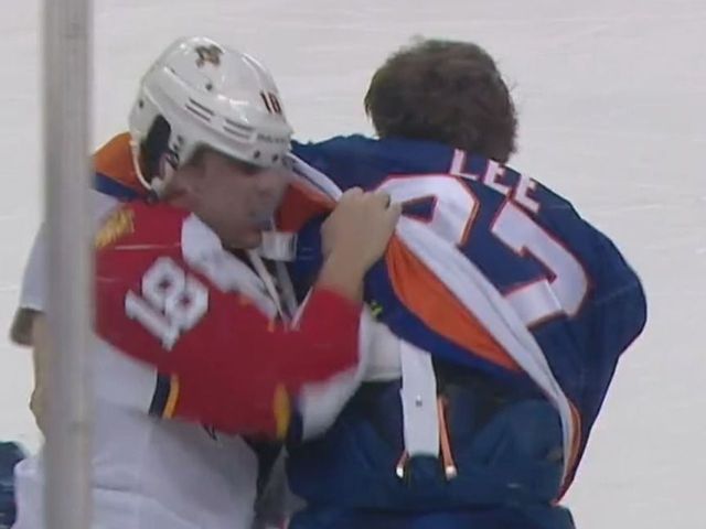 VIDEO: Islanders' Lee destroys Dmitry Kulikov, fights Reilly Smith