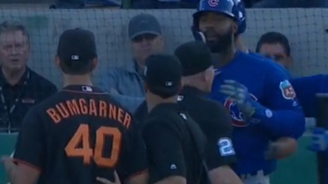 VIDEO: Bumgarner confronts Heyward after strikeout