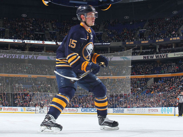Sabres' Eichel hits the 50-point mark with snipe upstairs