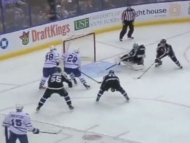 VIDEO: Maple Leafs' Boyes absolutely stoned by Lightning's Bishop
