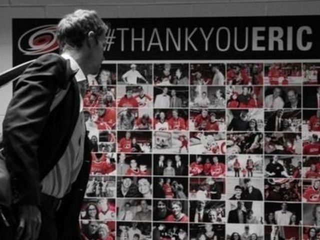 PHOTO: Eric Staal welcomed back with Hurricanes fan photo wall