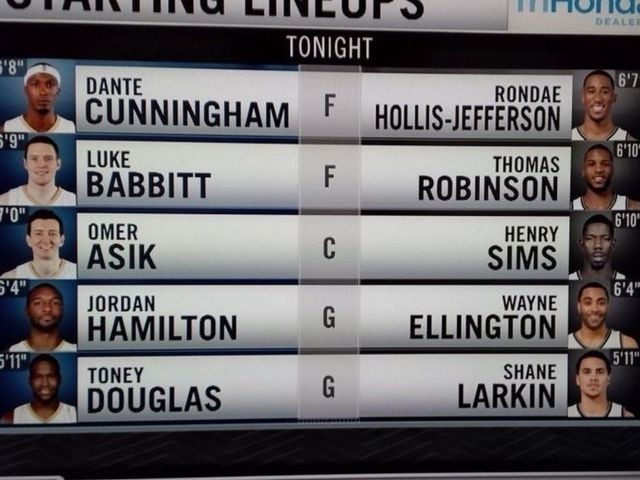 Pelicans-Nets starters average just 62.3 points combined