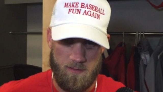 Harper dons 'Make Baseball Fun Again' hat