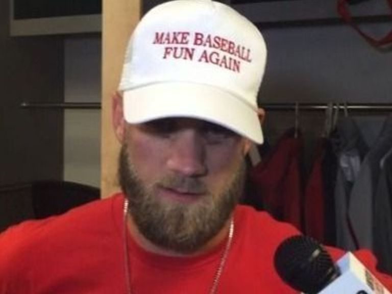 Photo: Bryce Harper dons 'Make Baseball Fun Again' hat - Sports Illustrated