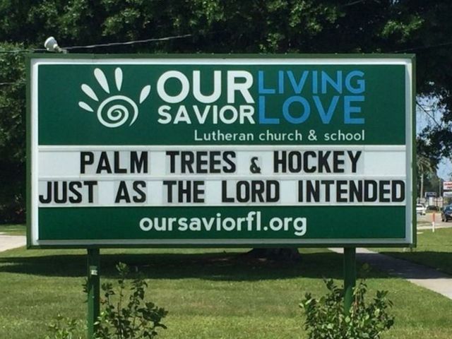 Florida pastor's Stanley Cup playoff sign throws shade at Canada