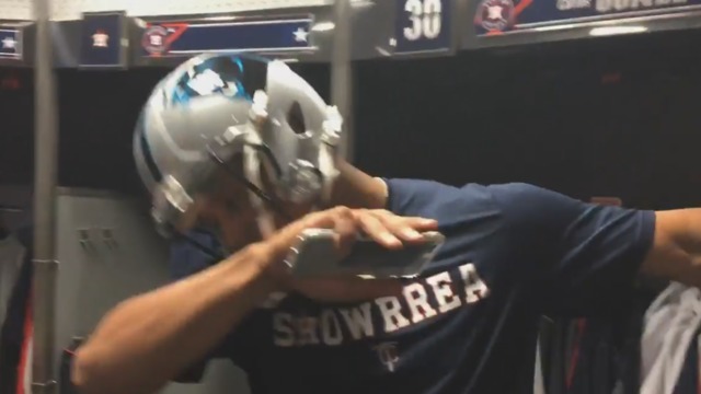 VIDEO: Gomez dabs while wearing Panthers helmet