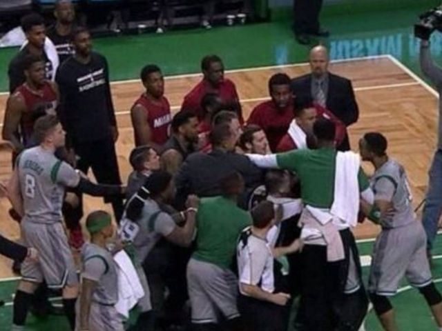 VIDEO: Scuffle breaks out after Celtics hold Heat to 5-point quarter