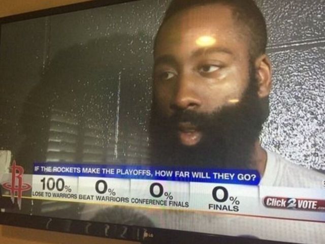 100 percent of Rockets fans believe Houston will lose to Warriors