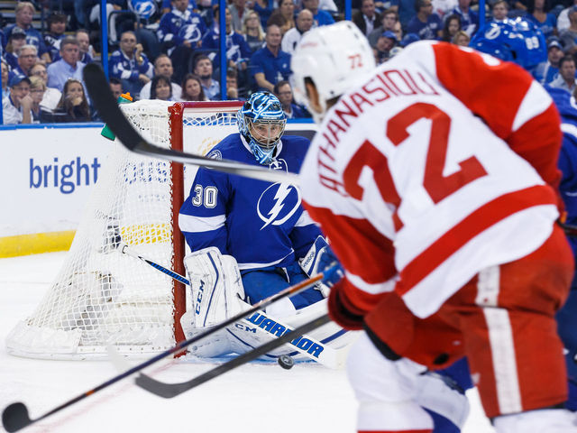 Watch: Red Wings' Athanasiou follows up brilliant near miss with opening goal