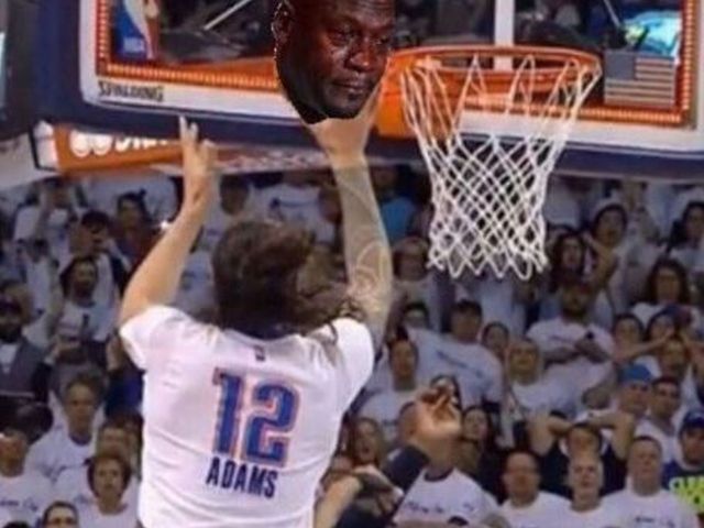 JaVale McGee trolls Thunder with Crying MJ meme