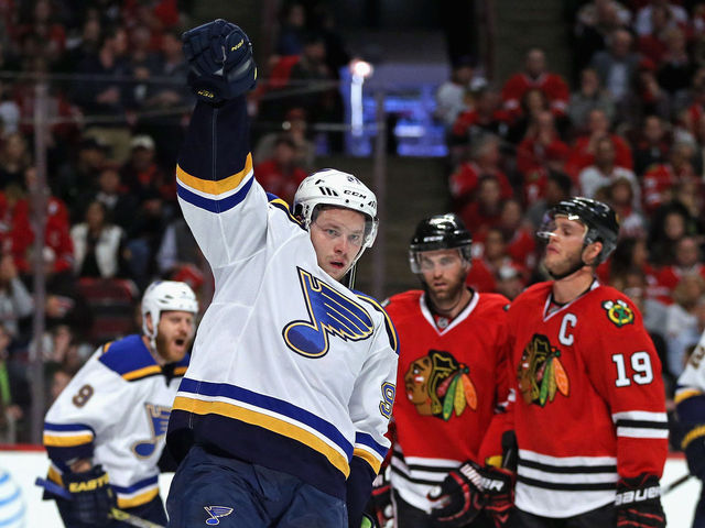 Tarasenko riding historic playoff scoring pace