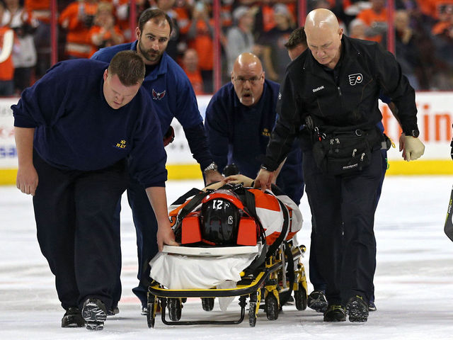 Flyers' Laughton released from hospital, won't travel for Game 5