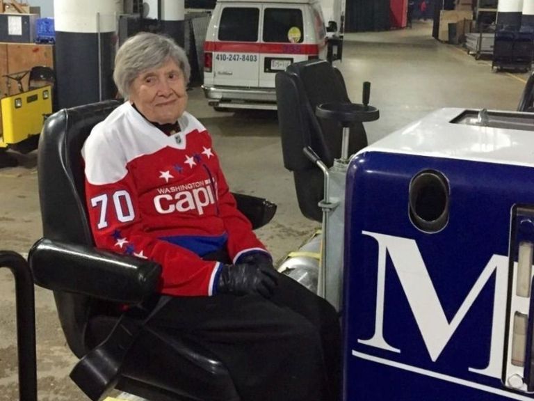 Capitals fan attends 1st NHL game, rides Zamboni to celebrate 101st