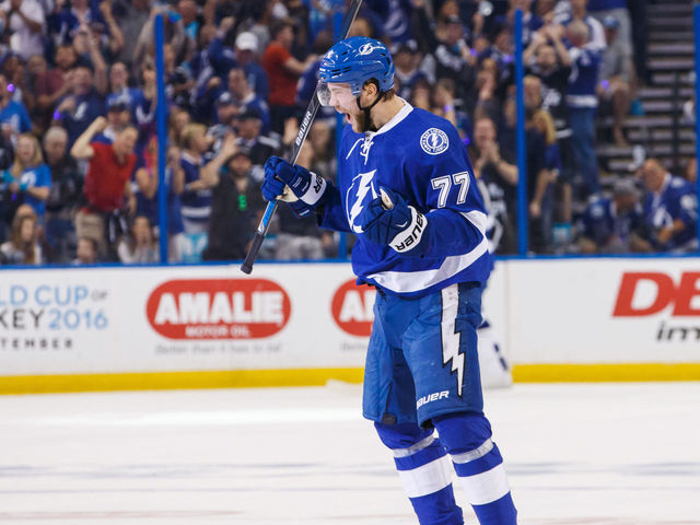 Watch: Hedman one-times 2nd of night off bank pass from Drouin