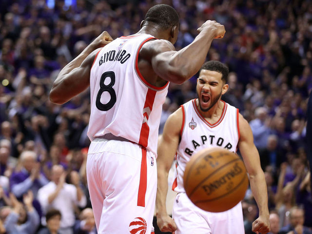 Watch: Raptors' Biyombo is having all kinds of fun inside