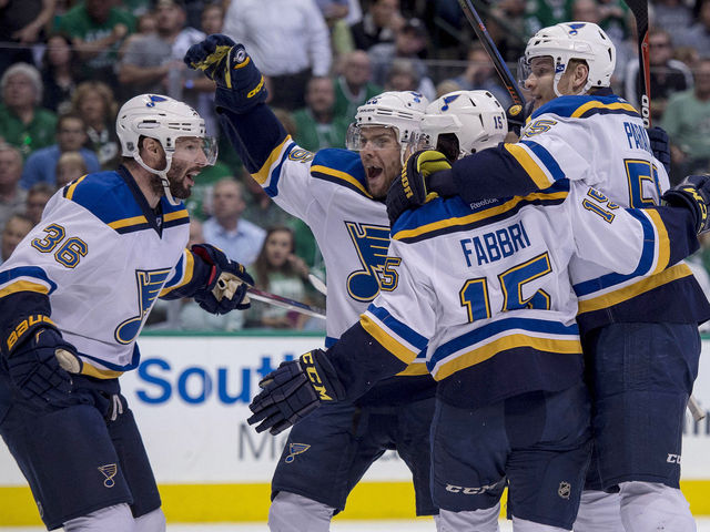 Blues crush Stars in Game 7, break through to conference finals