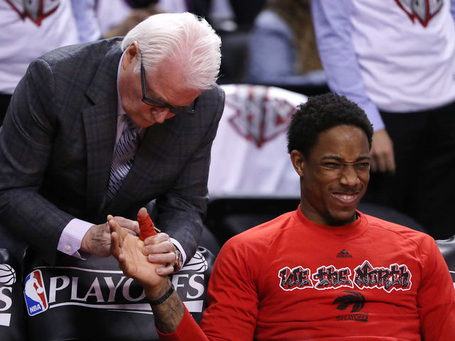 The logic behind DeRozan having a shoelace tied around his thumb