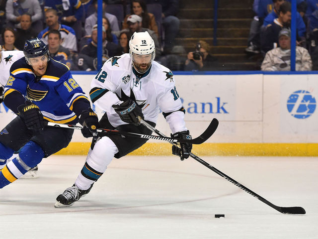 Sharks may drop Marleau to 3rd line to match Blues' depth