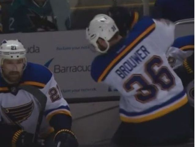 Blues' Brouwer breaks stick on bench in frustration