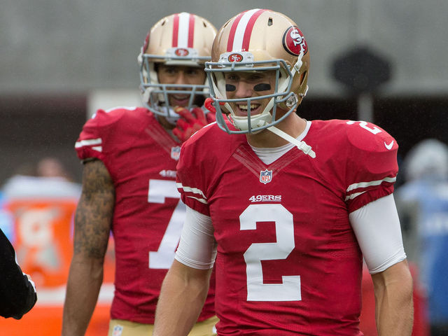 Gabbert closes in on starting job as Kaepernick falters in debut